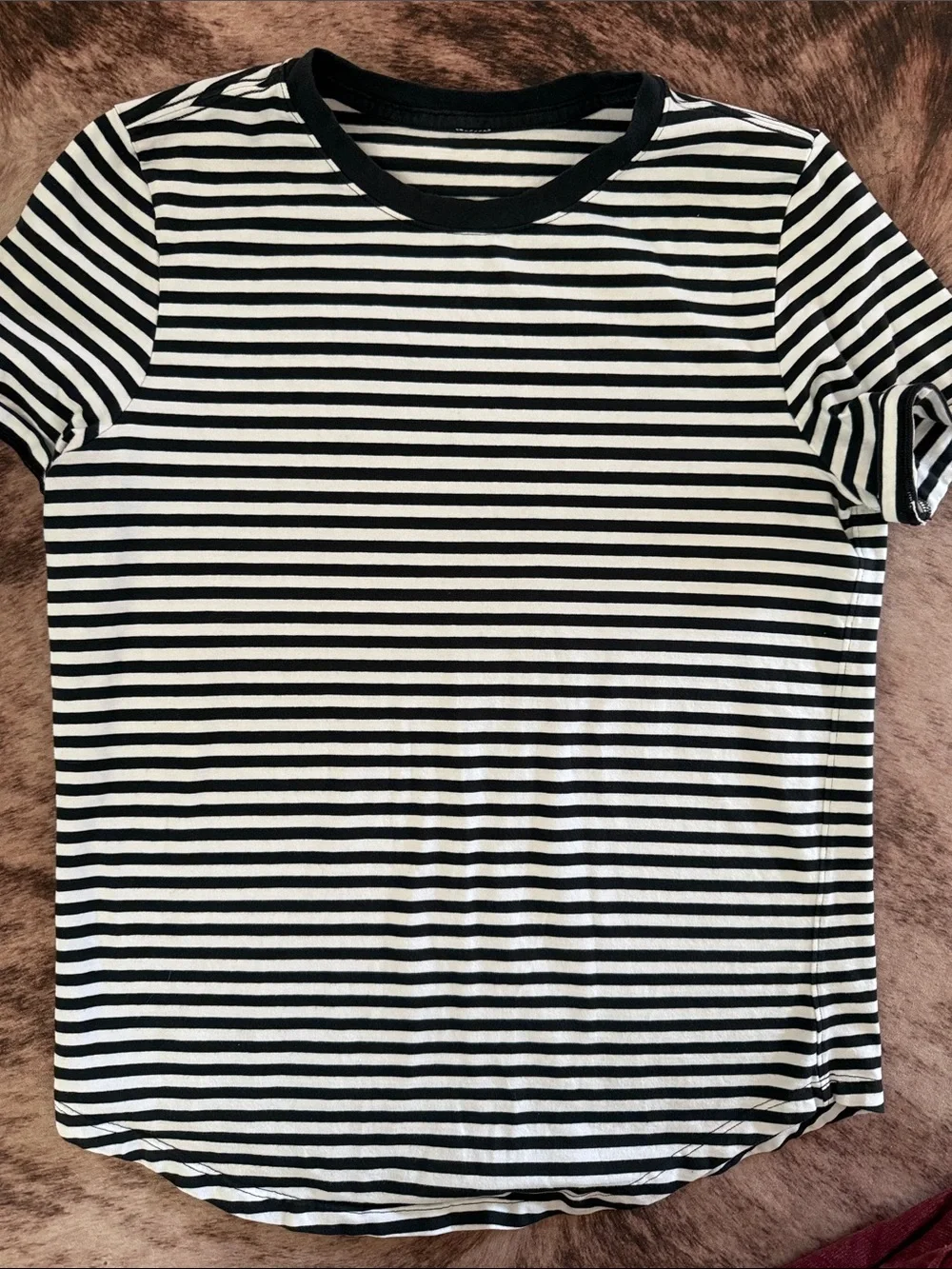 lululemon athletica Black & White Striped Short Sleeve Tee